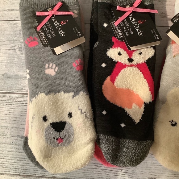 CUDDL DUDS 3 Sets of 2 Packs 6 Pairs Girls Slipper Socks - Picture 4 of 4